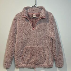 Serra Women’s Blush Sherpa 1/4 Zip Adjustable Pullover Jacket, Size Medium